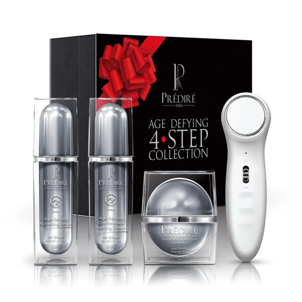 NIB Predire Age Defying 4-Step Skincare Collection - Silver and White New In Box